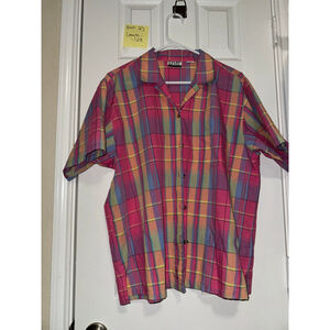 Women's Levi's Pink Yellow Plaid Button Down Shirt Plus Size 1X